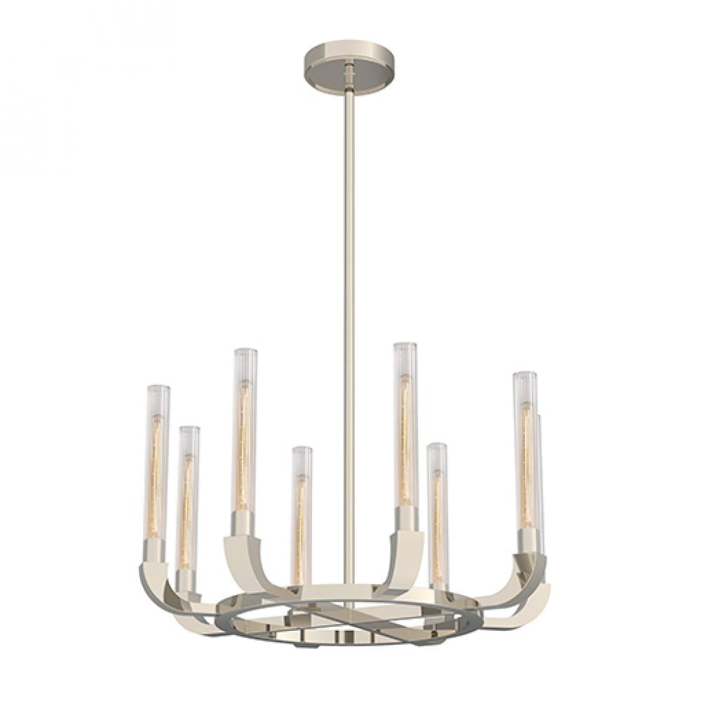 Alora Lighting CH316708PNCR Flute - Polished Nickel | Ribbed Glass